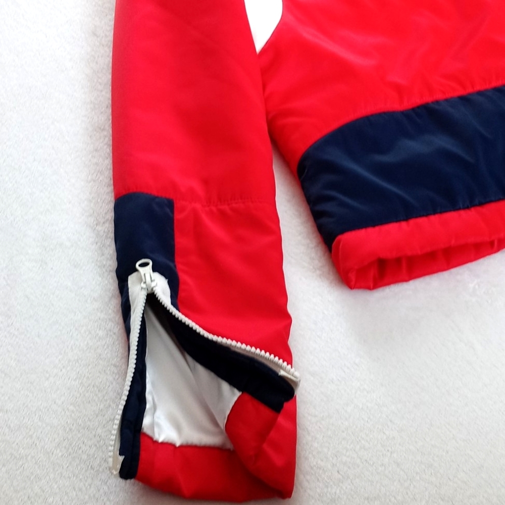 Red With Racer Stripes Winter Puffer/ Ski Snow Coat S - Picture 13 of 16